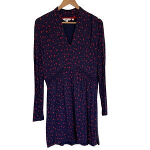 Boden Womens Betty Star Print Knit Dress 10 Long Sleeve Red White Blue Stars‎